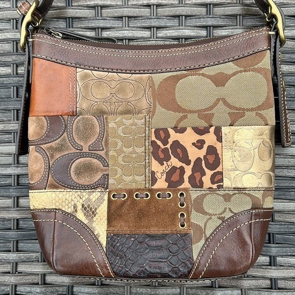 Coach Brown Leather Patchwork Cross Body Bag - Picture 8 of 17